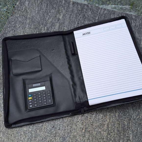 Daytimer Leather Planner Journal Notebook Holder Portfolio Folder Calculator bag - Picture 4 of 13